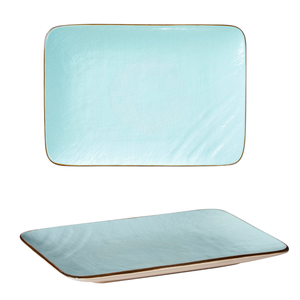 LIGNE MÉDITERRANÉENNE - ASSIETTE RECTANGULAIRE EN GRÉCIER TURQUOISE 27X19CM - Product Image 1