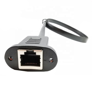 Cable de Extensión de <span class=keywords><strong>Red</strong></span> Ethernet Plano Cat5 RJ45, Macho a Hembra, Montaje en Panel RJ45, Longitud Personalizable, Cobre Desnudo Negro + PVC 28Awg - Product Image 2