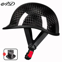 Casques de moto rétro en fibre de carbone personnalisés en gros avec doublure confortable, casques de motocross protecteurs demi-visage