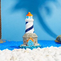 Ornement décoratif écologique en résine, style méditerranéen, micro-paysage de mousse rayée, phare pour terrarium de plantes succulentes