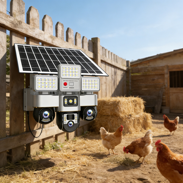 YANX Real 3-lens 3-PTZ 3-Screen 4G Solar-Powered  Camera with HD V380 PRO Smart App