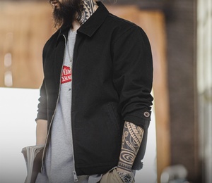 เสื้อแจ็คเก็ตทำงานสำหรับผู้ชาย สีฟ้าอ่อน ผ้าฝ้าย 100% บางเบา เหมาะสำหรับการล่าสัตว์ เป็นมิตรกับสิ่งแวดล้อม ระบายอากาศได้ดี สำหรับฤดูใบไม้ผลิ ใช้กลางแจ้ง มีซิปปิด ย้อมสี - Product Image 4