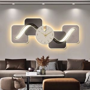 2024 mới sáng tạo dẫn ánh sáng đồng hồ tiên tiến cảm giác vải tường nghệ thuật Deco độc đáo trang trí nội thất tường sơn - Product Image 5