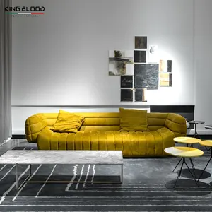 Italy Famous Designer Sofa Living Room Furniture Suede Nubuck Leather Velvet Fabric Villa Hotel Sofa Furniture