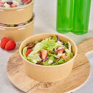 Kertas cetak kustom mangkuk makan siang kertas Kraft sekali pakai mangkuk Salad dengan tutup dinding ganda Kraft bulat mangkuk kertas persegi - Product Image 2