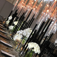 Chandelier Noir en Métal à 9 Bras pour Centres de Table de Mariage, Décoration de Chandeliers et Bougeoirs pour Mariage