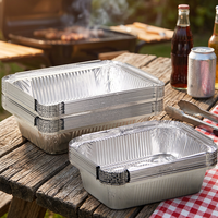 Barquette alimentaire rectangulaire jetable en aluminium inoxydable pour la préparation de repas et les plats à emporter
