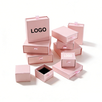 Boîte à bijoux en carton rose avec tiroir coulissant pour boucles d'oreilles, colliers et bracelets, avec languette – Offre spéciale