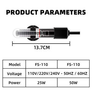 Chauffage d'<span class=keywords><strong>aquarium</strong></span> QbellPet anti-explosion à tube de quartz, thermostat d'eau automatique pour <span class=keywords><strong>aquarium</strong></span>, submersible, en verre - Product Image 2