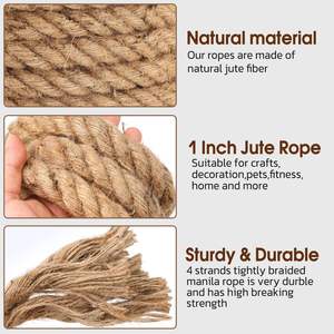 Cuerda de Yute de 25 mm de Grosor, Cuerda Trenzada Resistente para Juegos de Tira y Afloja, Decoración del Hogar, Manualidades, Barandillas, Opciones de Fibra Natural de Manila y Sisal - Product Image 2