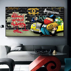 Póster Impreso en Lienzo <span class=keywords><strong>de</strong></span> <span class=keywords><strong>Alec</strong></span> Monopoly HD Art, Pintura en Lienzo con la Frase 'Money Never Sleep', Cuadro Decorativo para Oficina, Sala <span class=keywords><strong>de</strong></span> Estar y Decoración del Hogar - Product Image 6