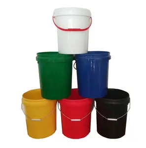 Balde de plástico redondo com alças de metal para balde de pintura com logotipo de balde de plástico de 5 galões personalizado