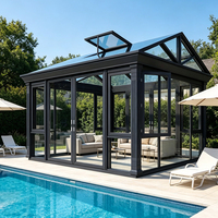 Kit de véranda en aluminium préfabriqué HUACAI pour 4 saisons avec porte coulissante pour patio arrière