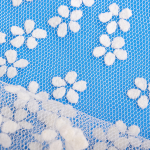 100% <span class=keywords><strong>Polyester</strong></span> vải tuyn vải nhung trắng floret đổ xô vải tuyn ren thêu vải trang trí - Product Image 2