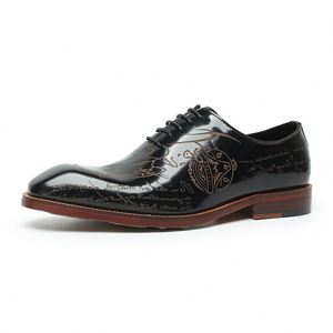 Luxurious Designer's New Square-Toe Men's Business Formal Shoes-Genuine Leather Upper Lace-Up Closure Anti-Slip Autumn Fashion - Product Image 1