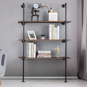 산업용 파이프 선반 <span class=keywords><strong>3</strong></span> 단, 소박한 벽걸이 선반, 금속 걸이 브래킷 책장, DIY 보관 선반 - Product Image 5