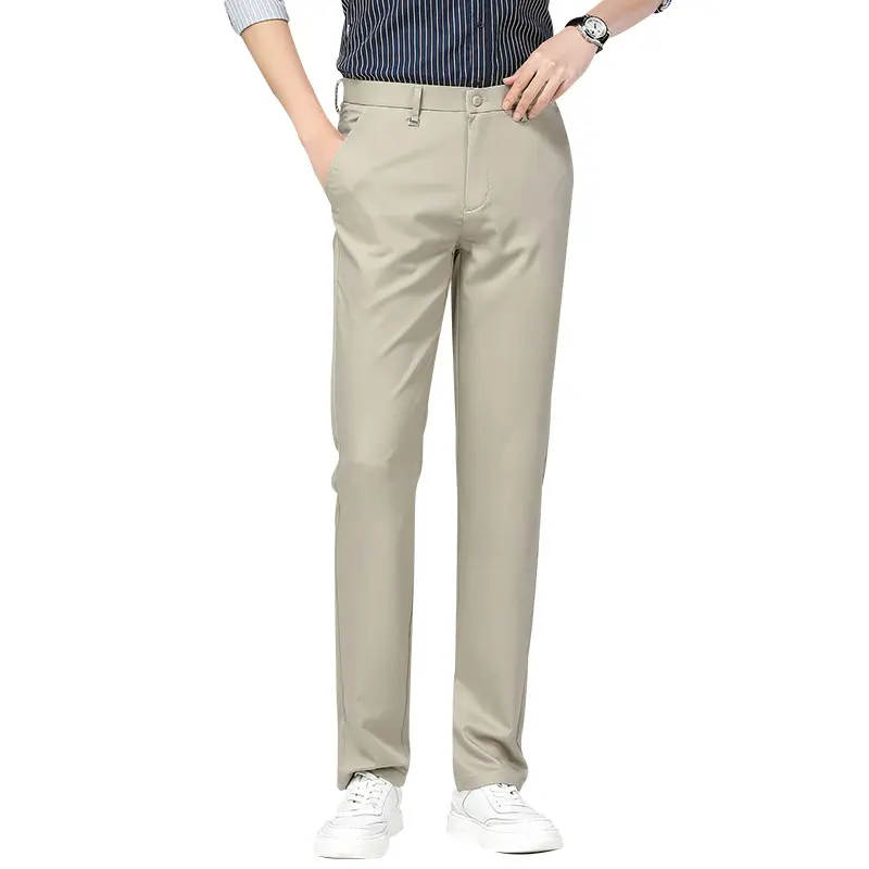 Silk Blend Mens Pants & Trousers Non iron Straight Leg Men Trousers Office Wear