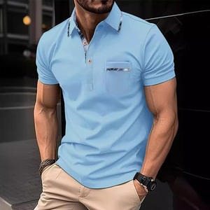 Camiseta informal de verano para hombre, polo <span class=keywords><strong>con</strong></span> cuello de botón, nuevo estilo, <span class=keywords><strong>bolsillo</strong></span> corto en el pecho, camiseta de leopardo de retazos transfronterizos - Product Image 3