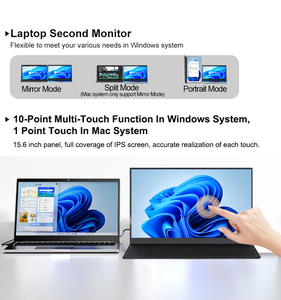 צג נייד עסקי Eimio בגודל 15.6 אינץ' LCD ברזולוציה 1920*1080p וקצב רענון 60Hz עם מסך מגע, חיבור <span class=keywords><strong>Type</strong></span>-<span class=keywords><strong>C</strong></span>, פאנל H-IPS, הרחבת מסך למחשב נייד, Plug & Play, OEM - Product Image 2