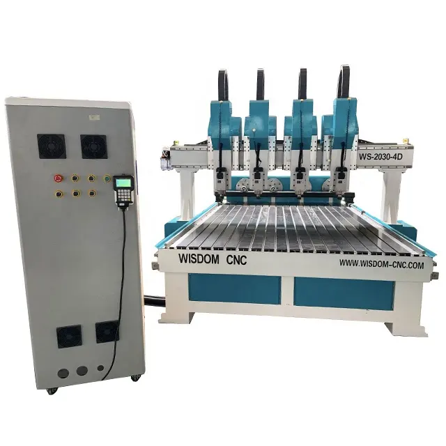 Four rotary multi heads 4 axis 3d relief cnc carving wood cnc router