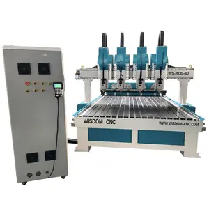 Vier Roterende Multi Heads 4 Axis 3d Relief Cnc Carving Hout Cnc Router