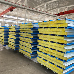 Panneaux sandwich en laine minérale de salle blanche en laine de roche <span class=keywords><strong>isolante</strong></span> externe ignifuge pour toit métallique pour murs et toits - Product Image 1