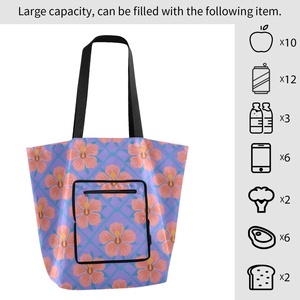 Aloha Hibiscus <b>Foldable</b> Polyester Large Shoulder Flower Outdoor Travel Grocery Shopping Tote <b>Bag</b> for Advertising & Daily Use - Product Image 4