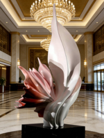 Sculpture d'art abstrait floral en résine décorative pour jardin extérieur, taille et forme personnalisées, technique de peinture