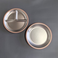 Ensemble de 2 pièces en acier inoxydable 304 et silicone pour enfants, assiette divisée pour bébé, assiette ronde moderne, vaisselle