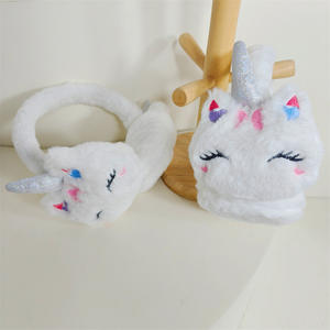<span class=keywords><strong>Cache</strong></span>-oreilles en peluche pour enfants d'hiver, dessin animé mignon, <span class=keywords><strong>licorne</strong></span>, doublure en polaire chaude, rétractable, épaissi, protège-oreilles - Product Image 2
