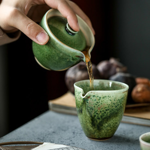 First Class Clay Kiln Fired Ceramic Hand-painted Color Glaze Moss on the Green Kung Fu Tea Set - Product Image 4
