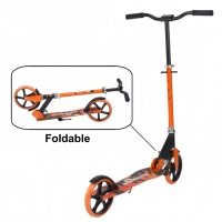 Trottinette pliable à grandes roues en PU orange de 200 mm pour adultes, hauteur réglable, non électrique, trottinette de ville
