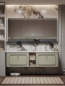 Mueble de Baño Integrado de Cerámica Verde Aguacate Estilo Mantequilla, Famoso en Internet, con Espejo Inteligente - Product Image 5