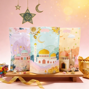 Bolsas de Regalo con Cierre de Cremallera para Eid, 3 Estilos Surtidos - 25 Piezas, Bolsas de Regalo de Ramadán Kareem, Bolsas de Plástico para Dulces y Galletas Eid Mubarak, Proveedor para Festivales - Product Image 2