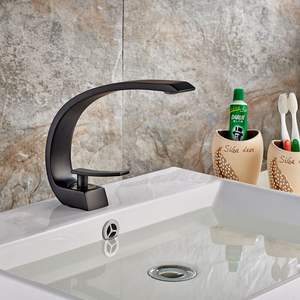 ก๊อกน้ำอ่างล้างหน้าแบบก้านเดียว สีดำ ดีไซน์น้ำตก สำหรับอาบน้ำ - Product Image 4