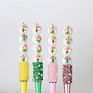 Perles rondes en acrylique de 16 mm, peintes de couleurs mélangées, en forme de tulipe, pour stylos DIY, colorées et tendance, faible MOQ - Product Image 5