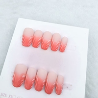 Uñas artificiales forma de uña de almendra; popular naranja diseño 3D color degradado fábrica de alta calidad al por mayor.