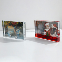 Cadre photo acrylique personnalisé sur le thème de Noël avec arbre, bonhomme de neige, poupée, Aqua Blox, insert liquide coloré 4*6 5*7
