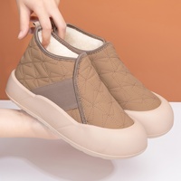 Bottes d'hiver mi-hautes pour femmes, tige en tissu, semelle extérieure en polyuréthane, chaussures d'hiver décontractées légères et confortables à enfiler