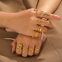 Anillos de Serpiente de Acero Inoxidable Chapados en Oro Estilo Punk, Góticos, Vintage, con Forma de Animal, Ajustables, Apilables, Joyería