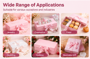 <b>Pink</b> Ribbon <b>Gift</b> Packaging Rigid Paperboard Clean Interior Custom Size Color Logo Finish for Wedding Birthday <b>Gifts</b> <b>Gift</b> Box - Product Image 5