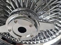 Velg Baja Kawat 100 Spoke Chrome 13x7 Baru, Model Straight Lace dengan Reverse Offset, Dilengkapi Tutup dan Adaptor, Ukuran 14 15 16 17 Inci