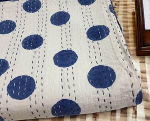 Colcha hecha a mano de algodón con estampado de lunares, colcha Kantha, ropa de cama, funda de cama para sala de estar Bohemia - Product Image 5