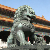 Grande sculpture de lion chinois en bronze et laiton pour extérieur, taille réelle, décoration de jardin et de maison avec impression offset, grande statue de lion à vendre
