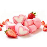 BESTAR Guimauve en forme de cœur rose et blanche, design bicolore, ultra moelleuse, sans gras, bonbon romantique pour la Saint-Valentin