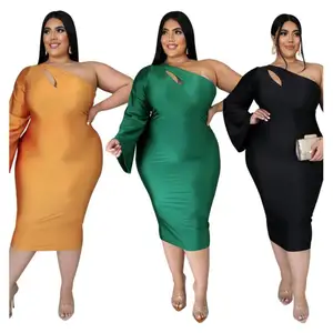 Großhandel lässig einfarbig groß aushöhlen Mode Frauen Mädchen sexy Kleidung Dame elegantes Kleid