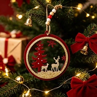 Décorations de Noël rustiques en bois en gros, ornements suspendus de bonhomme de neige style ferme, découpés au laser sur mesure, décorations de vacances OEM