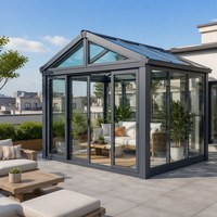 Véranda en verre quatre saisons préfabriquée en alliage d'aluminium avec portes coulissantes à double vitrage pour patio et jardin