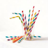 Pailles à café et à bubble tea compostables personnalisées en PLA, pointues, jumbo, 12 mm, 8 mm, 6 mm, enveloppées de papier imprimé