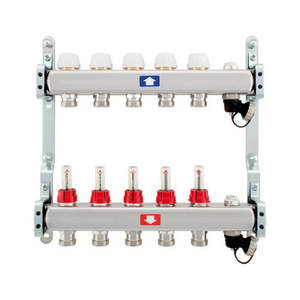 Colector Preensamblado con Medidores de Flujo de 8 Vías, Drenaje y Ventilación de 1x3/4 Pulgadas, Pieza para Sistema HVAC - Product Image 1